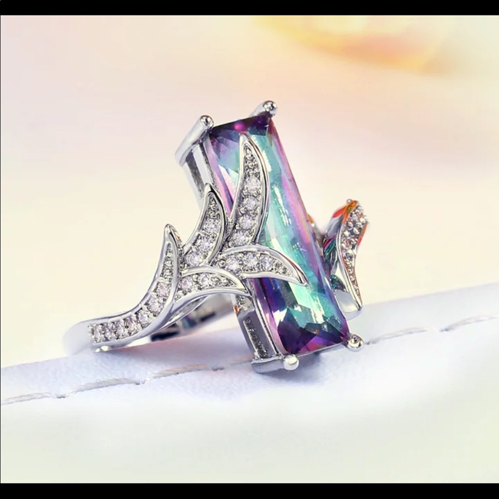 New S925 silver Luxury Cubic Zircon stone ring